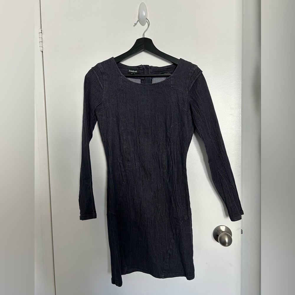 Y2K Bebe Long Sleeve Dark Denim Dress